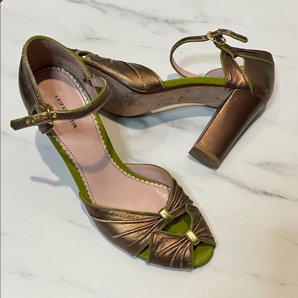 Leifsdottir Metallic Bronze and Olive Heels